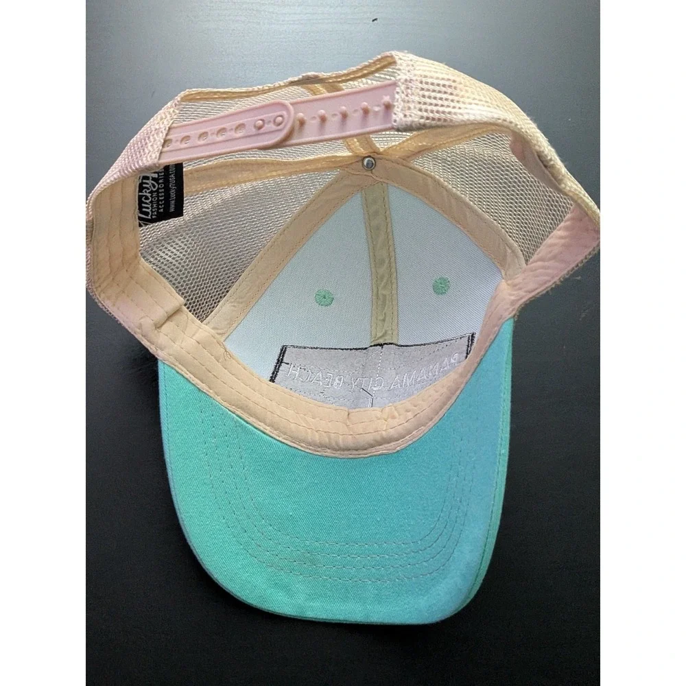 Panama‎ City Beach Mesh Snapback Trucker Hat Teal Khaki OSFM
